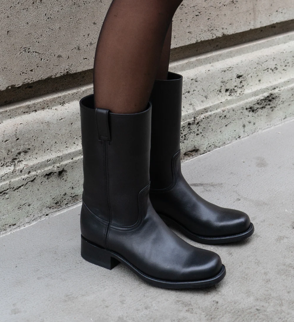 Achilles støvler, sort læder - Image 3