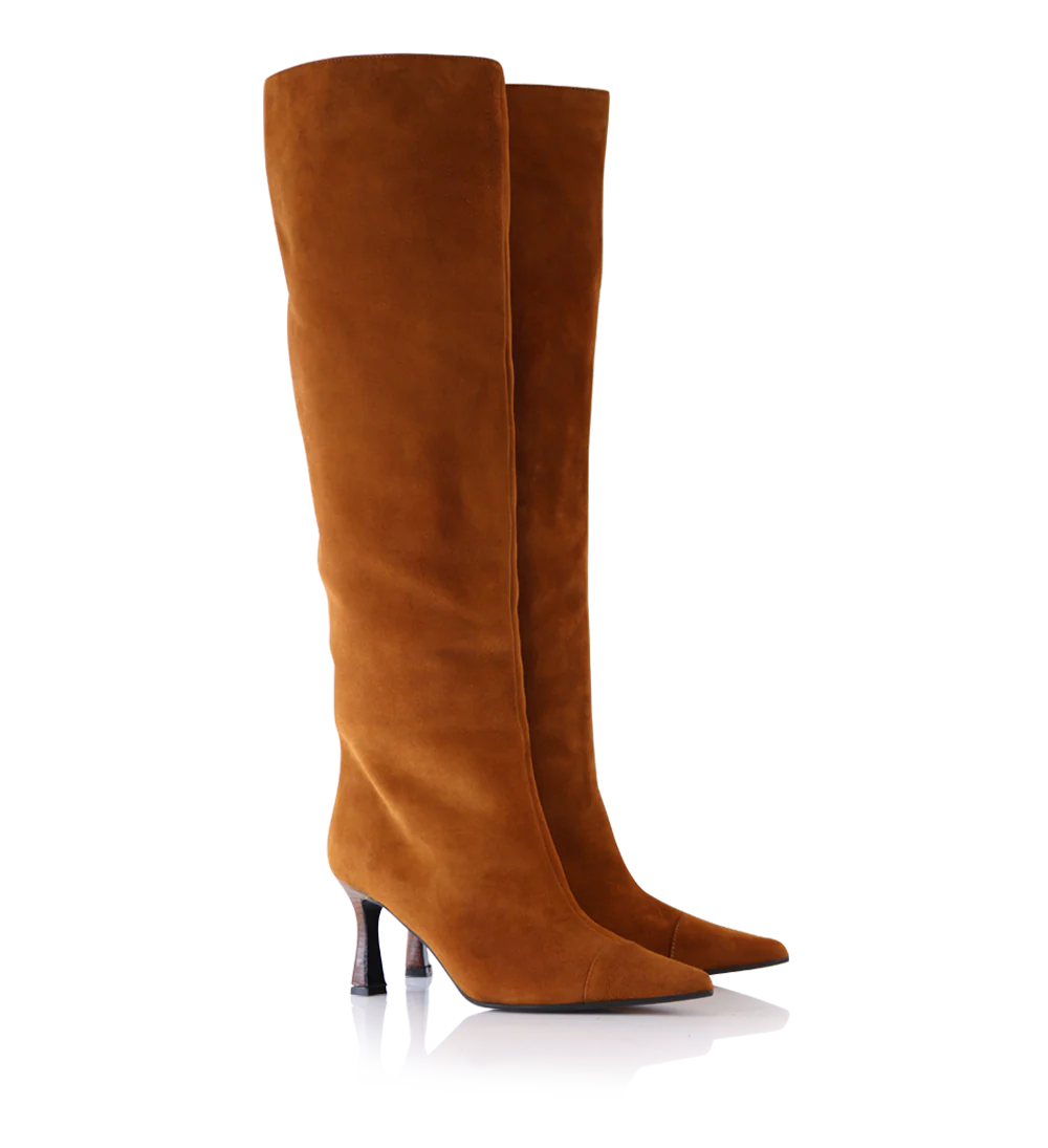 Angie 75 støvler, cognac ruskind - Image 3