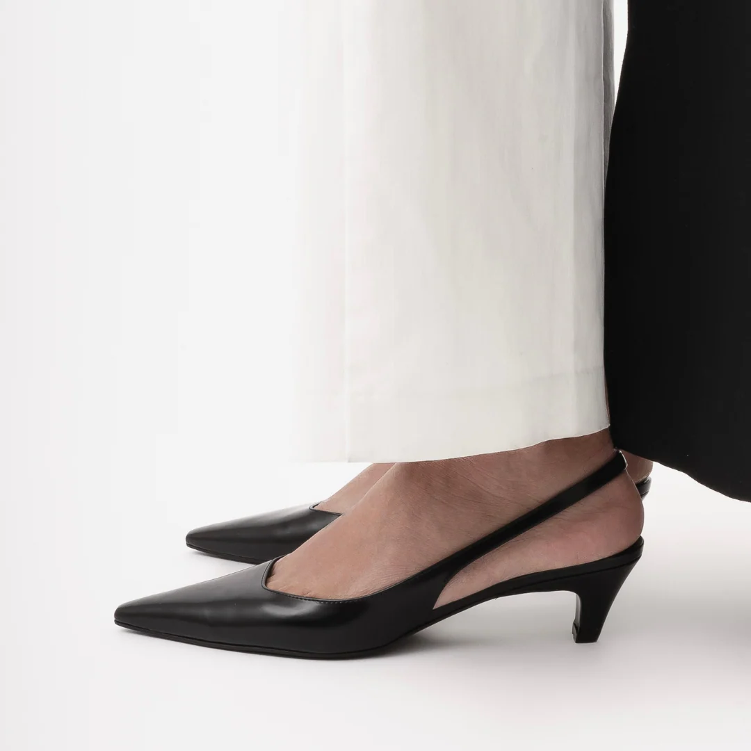 Beatrice 35 slingback stiletter, sort læder - Image 4