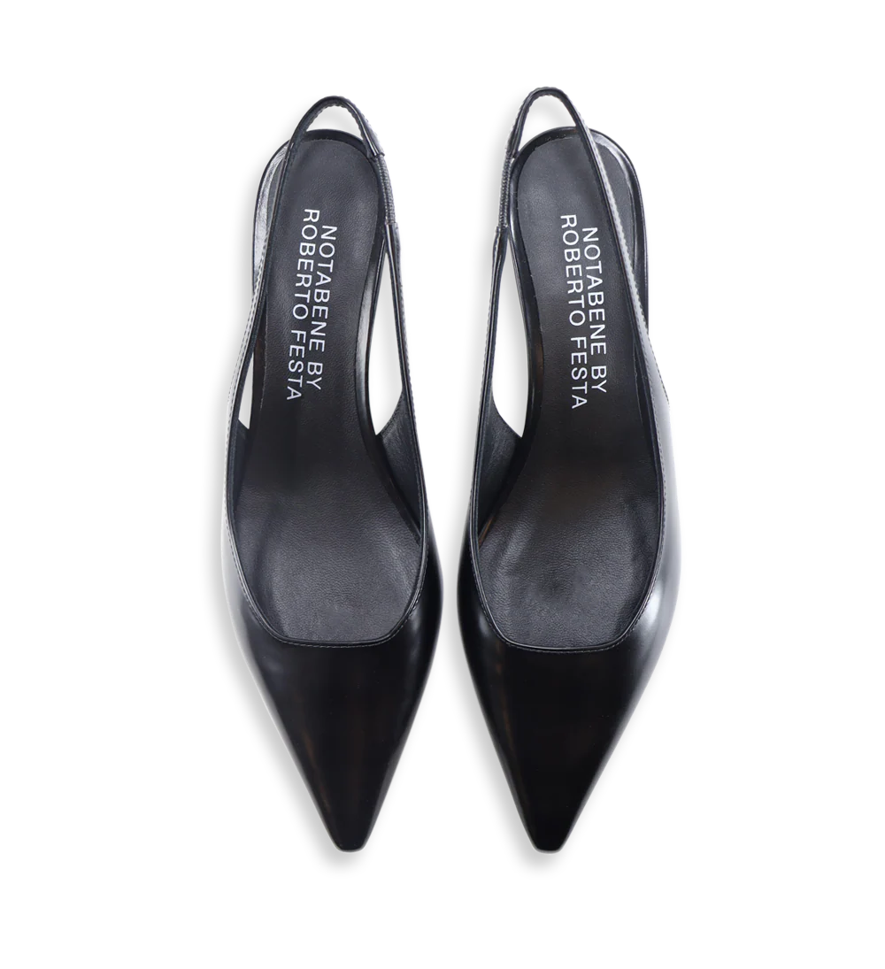 Beatrice 35 slingback stiletter, sort læder - Image 6