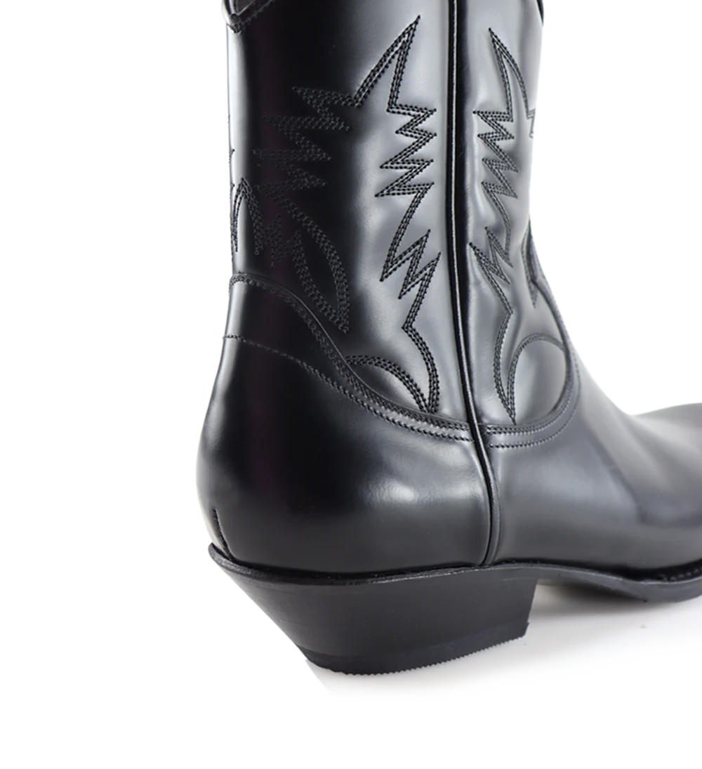 Django II 30 cowboy støvler, sort poleret læder - Image 4