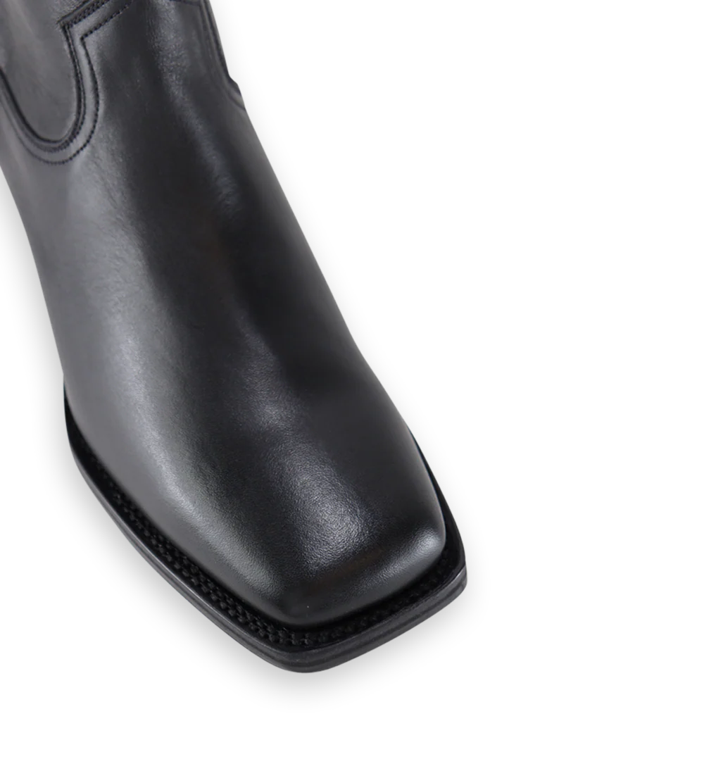 Drill bikerstøvler, sort læder - Image 5