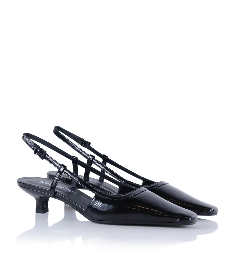 Elena 35 slingback stiletter, sort lak - Image 4
