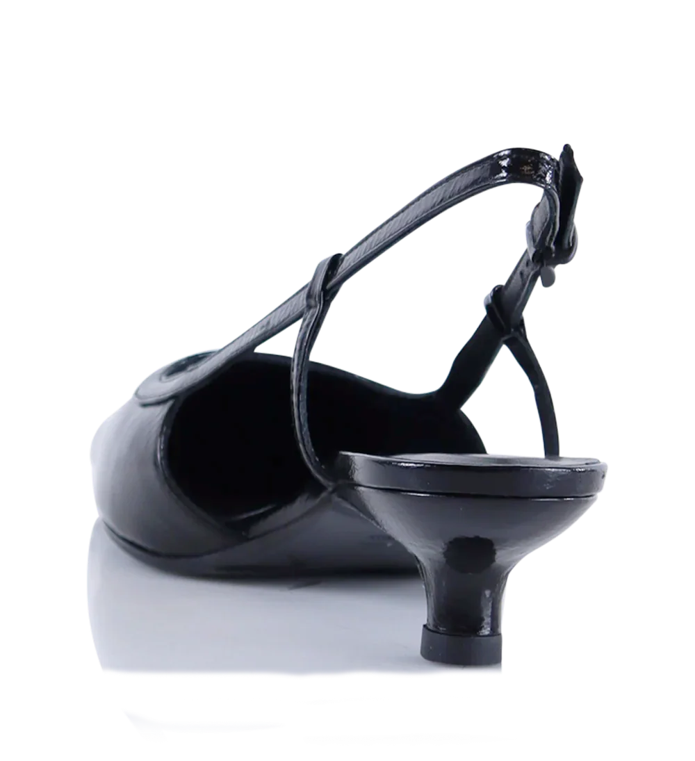 Elena 35 slingback stiletter, sort lak - Image 5