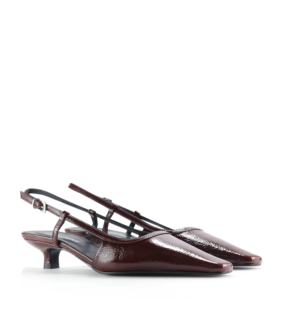 Elena 35 slingback stiletter, bordeaux lak - Image 3