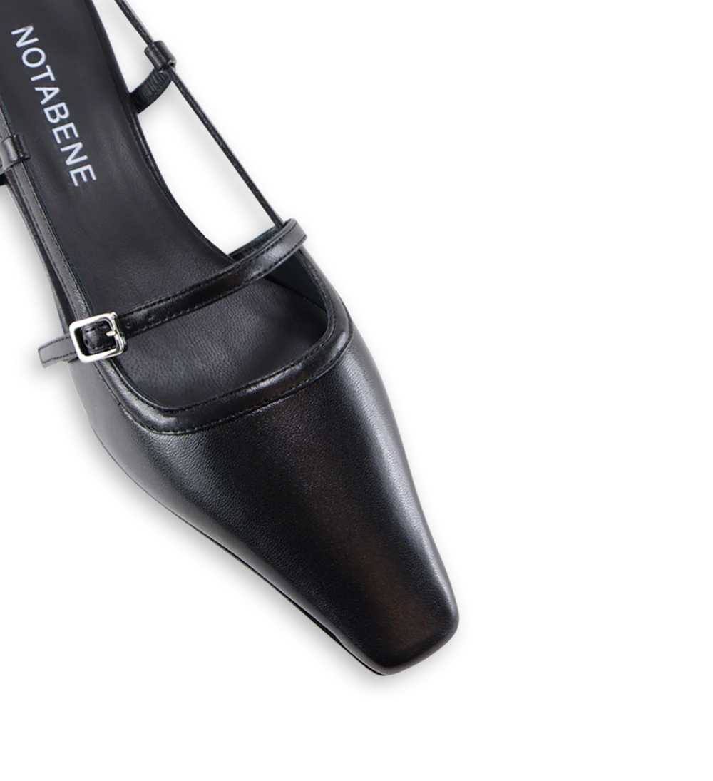 Elenne 35 slingback stiletter, sort læder - Image 4