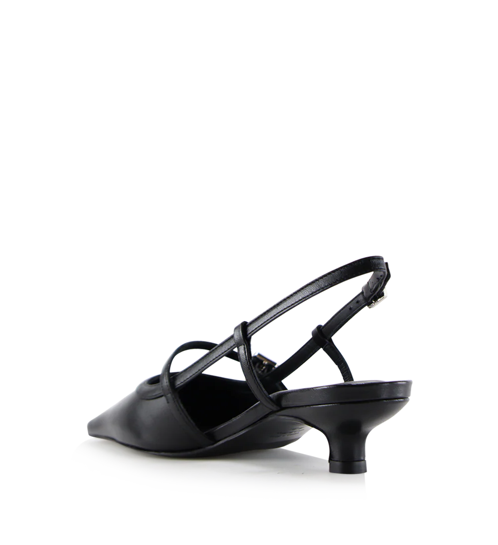 Elenne 35 slingback stiletter, sort læder - Image 5