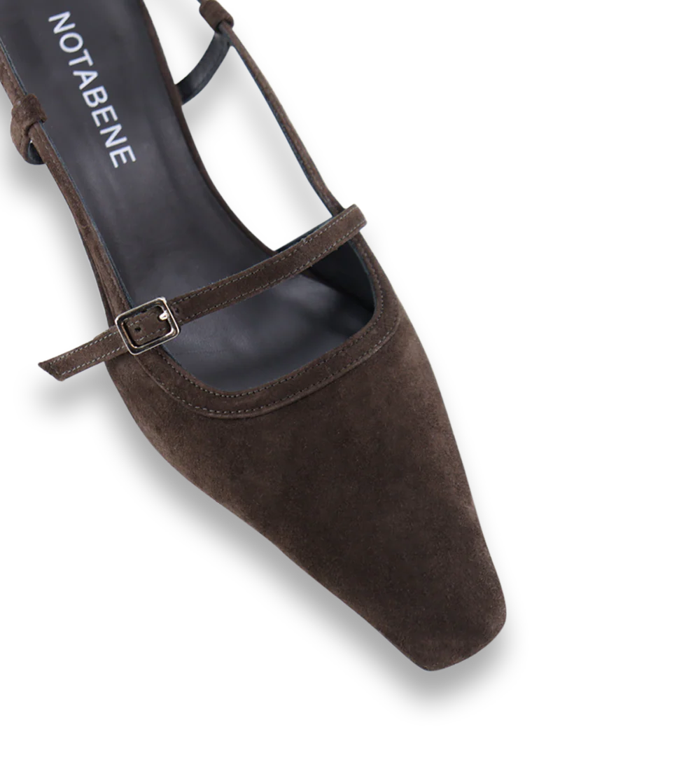 Elenne 35 slingback stiletter, mørkebrun ruskind - Image 4