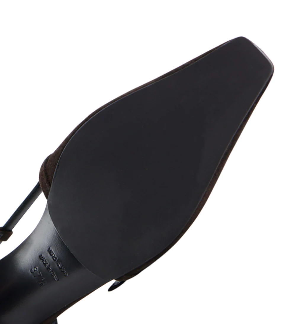 Elenne 35 slingback stiletter, mørkebrun ruskind - Image 6