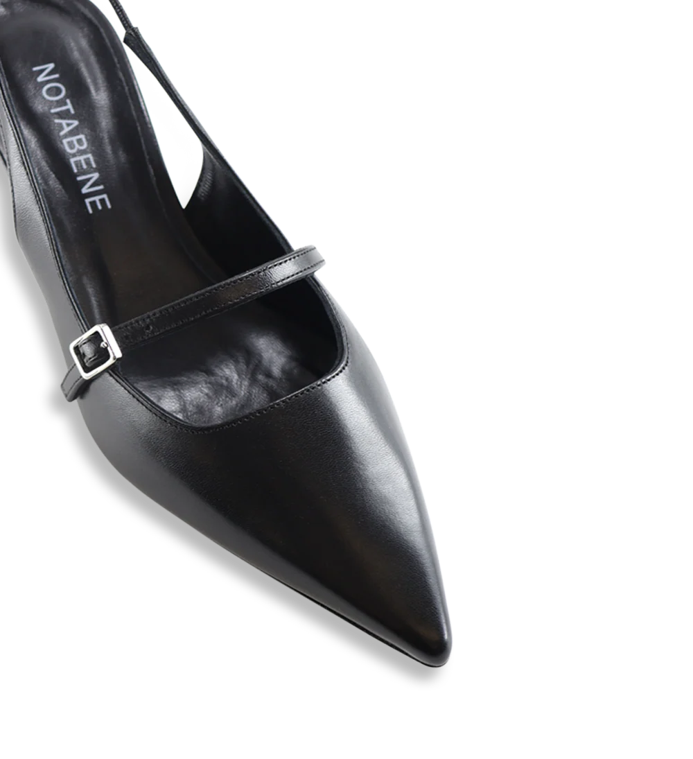 Elina 50 slingback stiletter, sort læder - Image 6