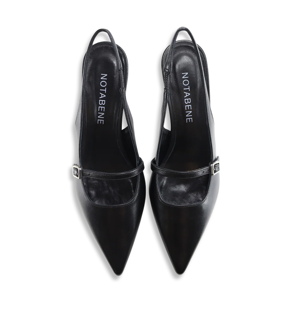 Elina 50 slingback stiletter, sort læder - Image 8