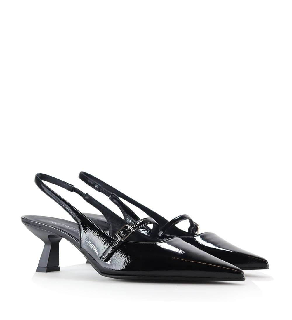 Elina 50 slingback stiletter, sort lak - Image 5