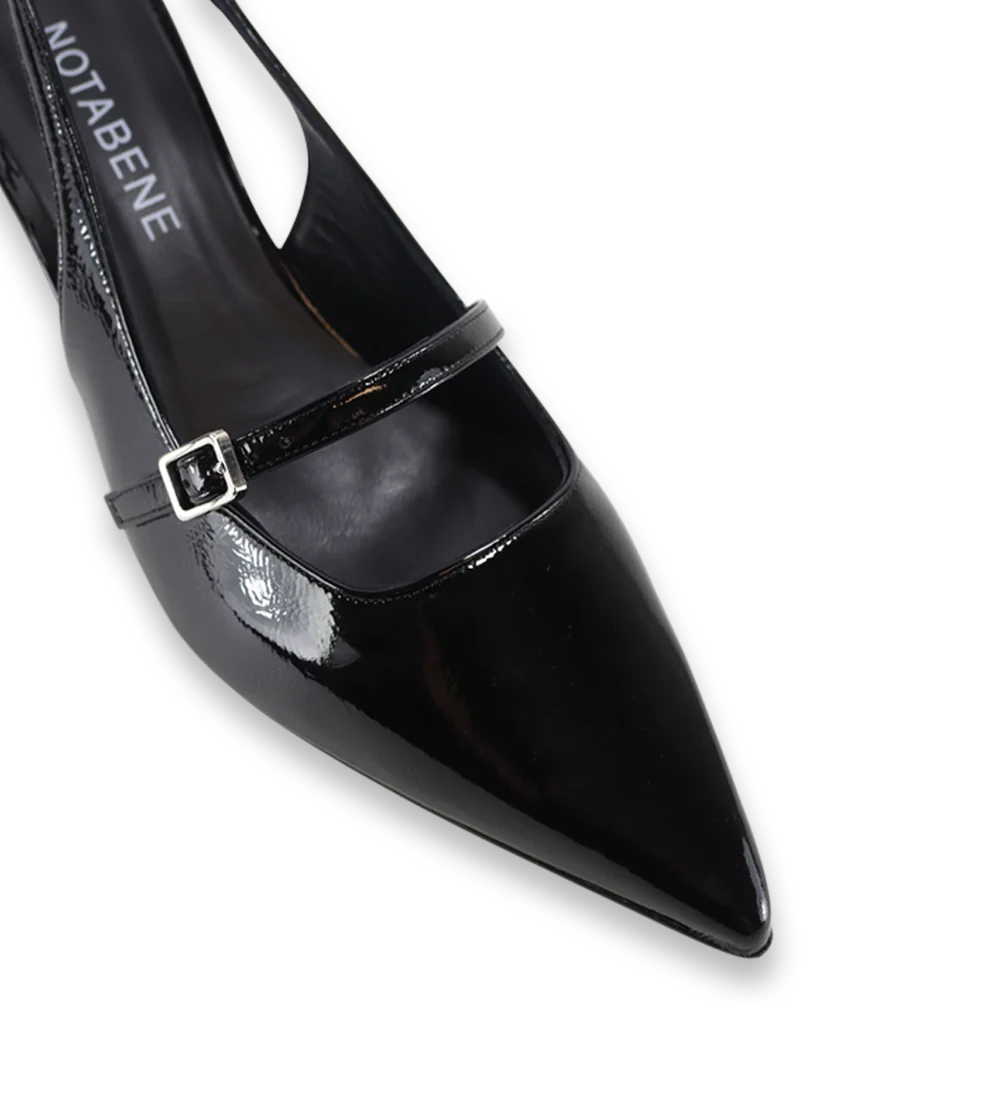Elina 50 slingback stiletter, sort lak - Image 6