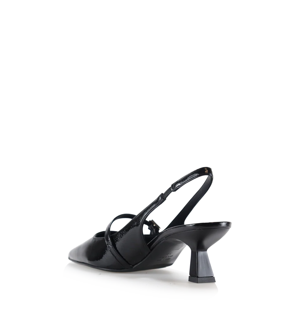 Elina 50 slingback stiletter, sort lak - Image 7