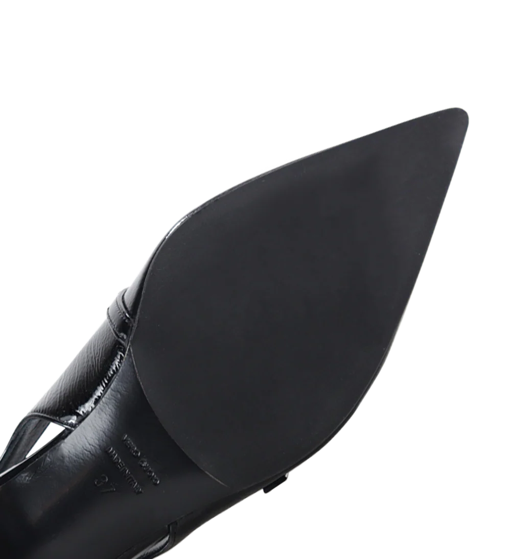 Elina 50 slingback stiletter, sort lak - Image 8