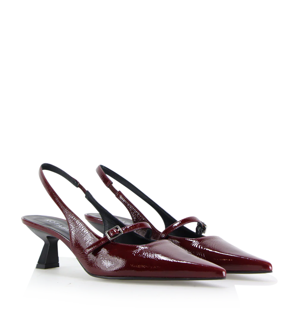 Elina 50 slingback stiletter, Bordeaux lak - Image 4