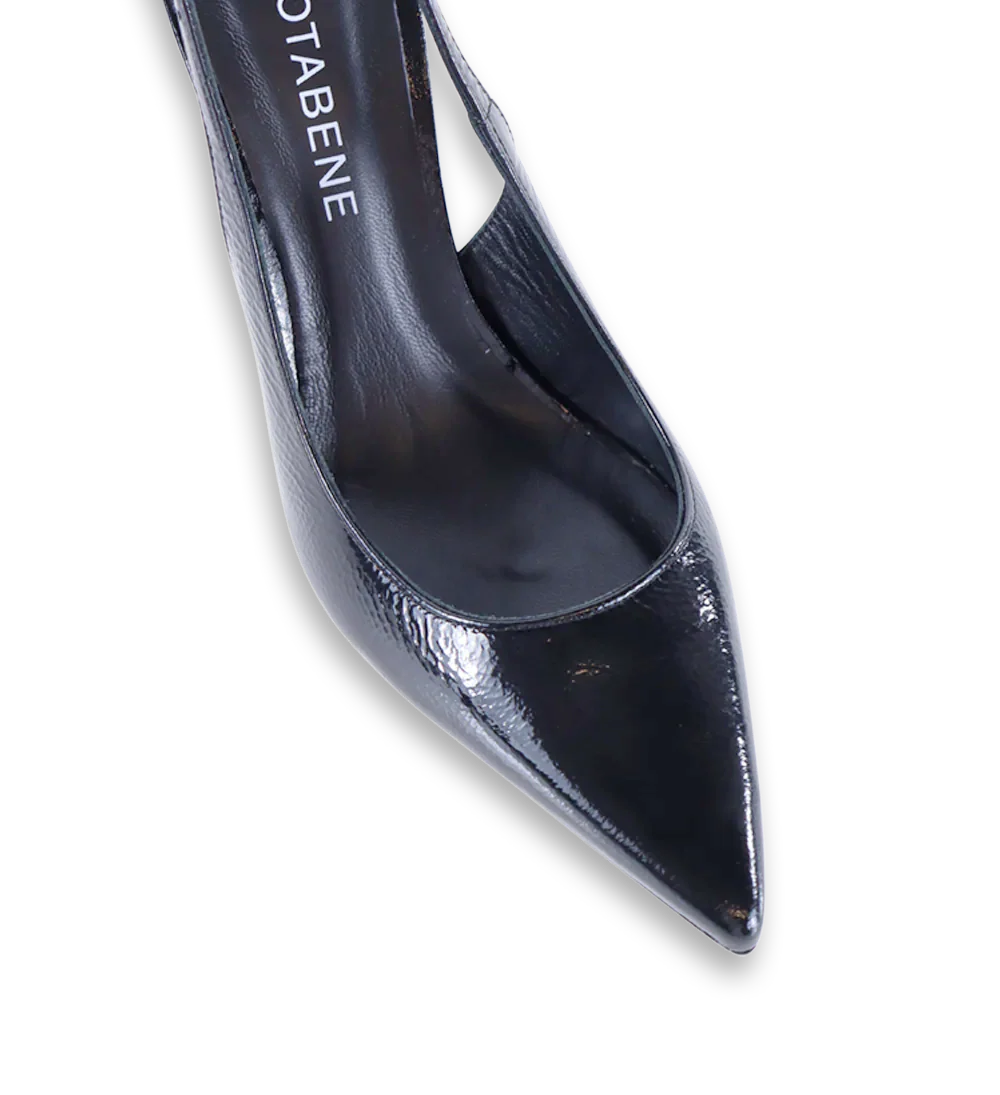 Emilia 90 slingback stiletter, sort lak - Image 6