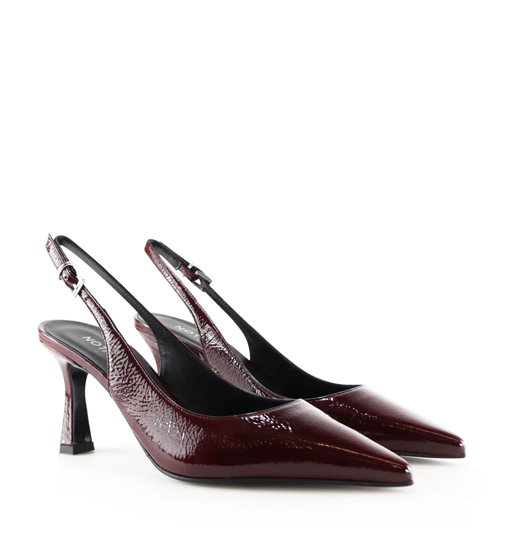 Emilia low 70 slingback stiletter, bordeaux lak - Image 3