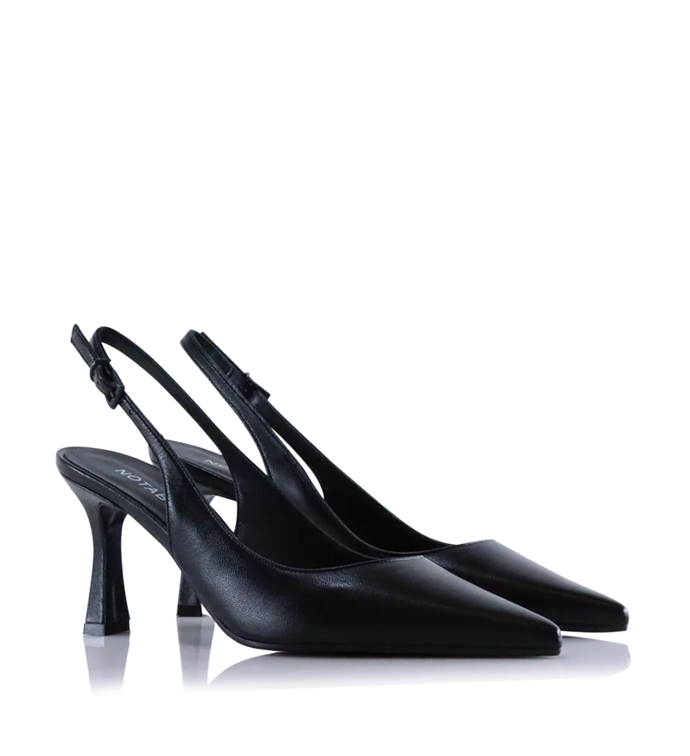Emilia Low 70 slingback stiletter, sort læder - Image 5