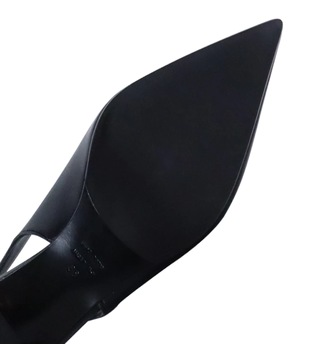 Emilia Low 70 slingback stiletter, sort læder - Image 7