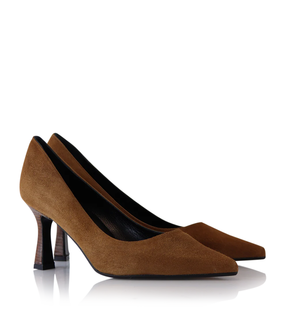 Emily 70 stiletter, cognac ruskind - Image 3