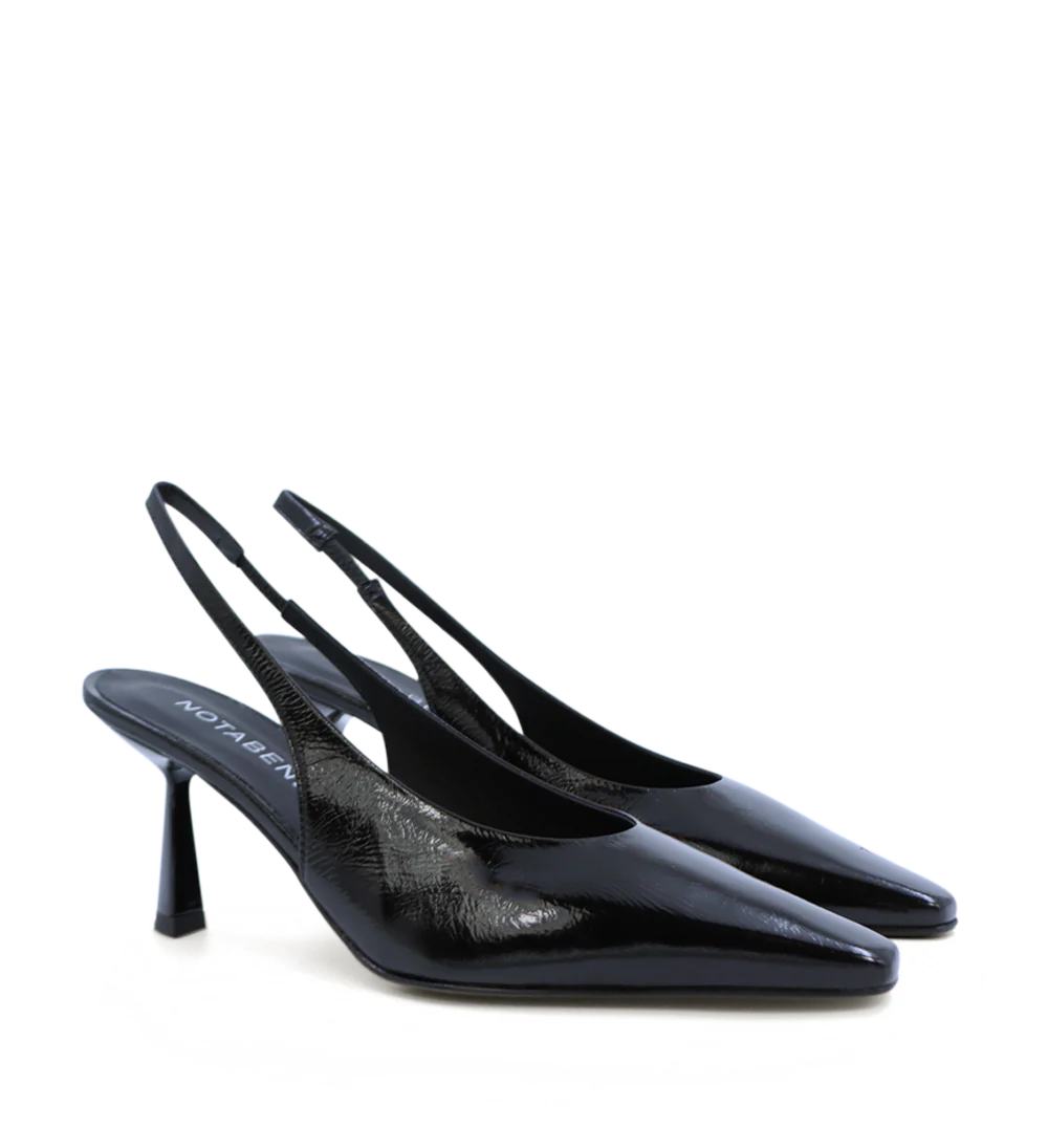 Emmely 70 slingback stiletter, sort lak - Image 3