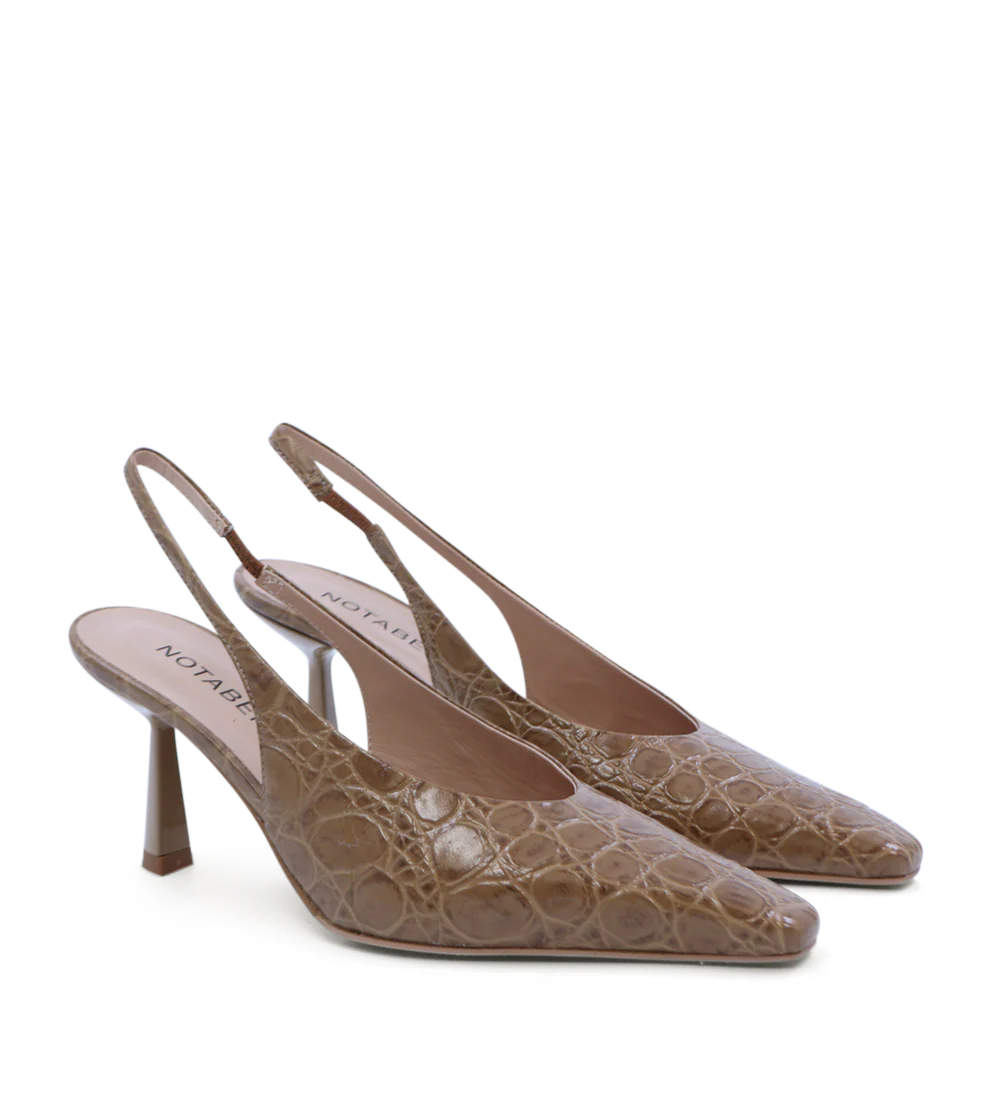 Emmely 70 slingback stiletter, brun croco - Image 3