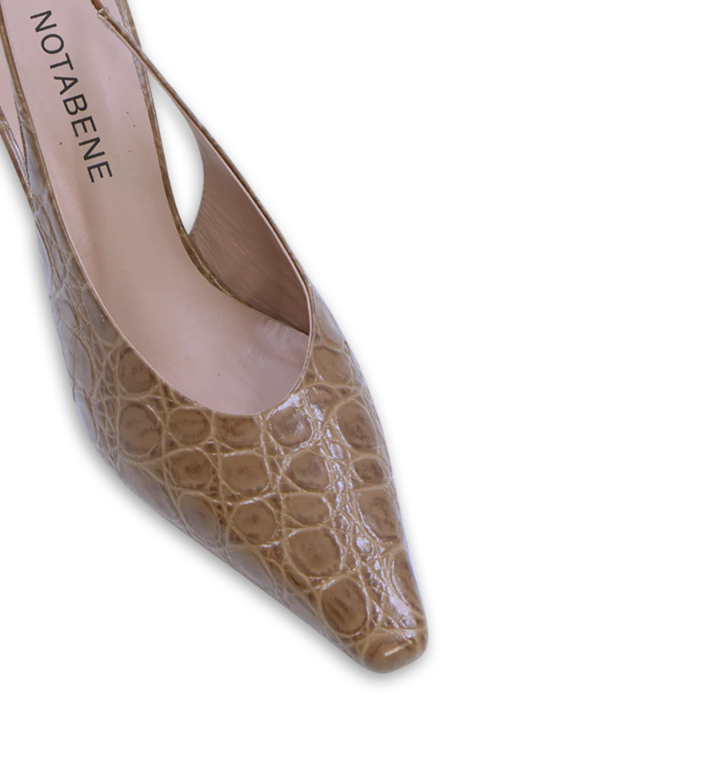 Emmely 70 slingback stiletter, brun croco - Image 4