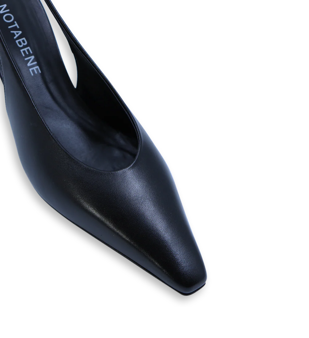Emmely low 50 slingback stiletter, sort læder - Image 3