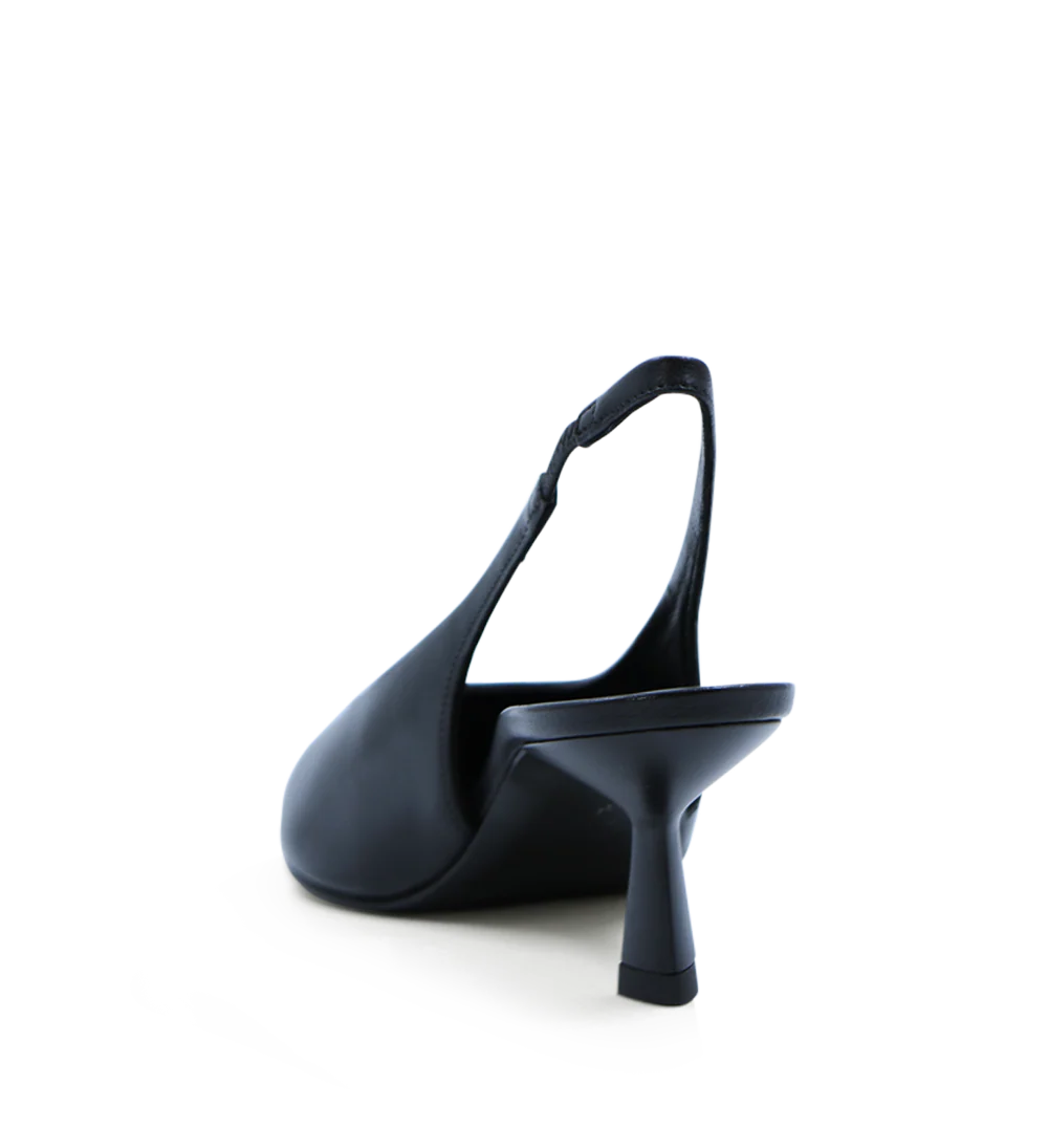 Emmely low 50 slingback stiletter, sort læder - Image 5