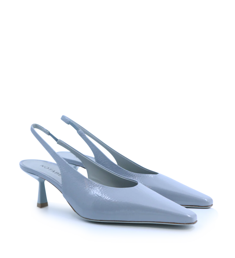 Emmely low 50 slingback stiletter, blå lak - Image 3