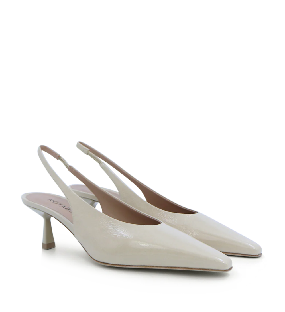 Emmely low 50 slingback stiletter, creme lak - Image 3