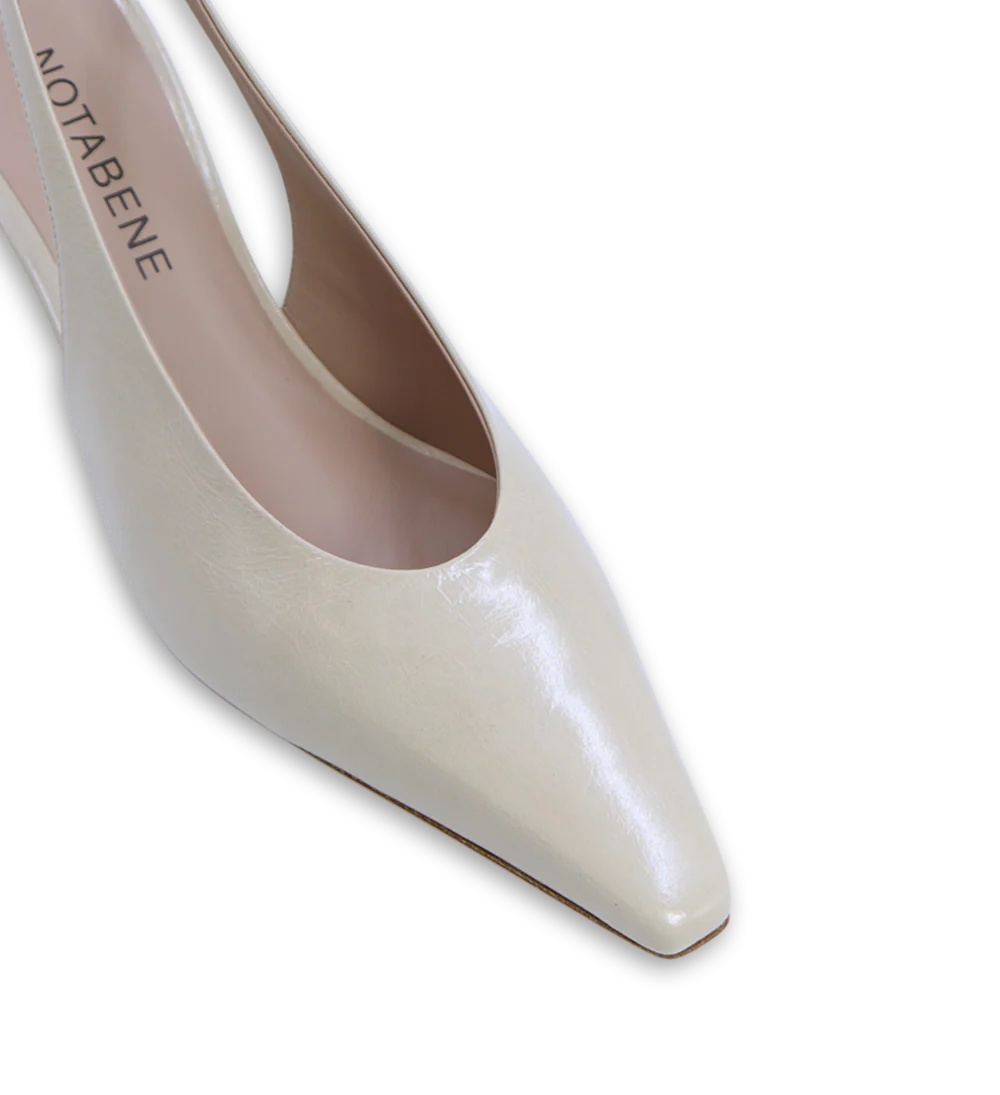 Emmely low 50 slingback stiletter, creme lak - Image 4