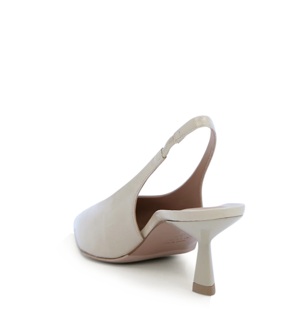 Emmely low 50 slingback stiletter, creme lak - Image 5