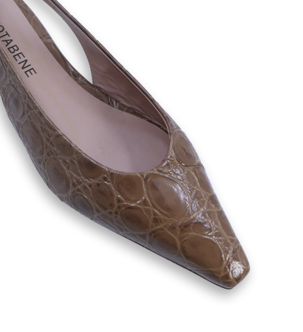 Gisella slingback ballerina, brun croco - Image 3