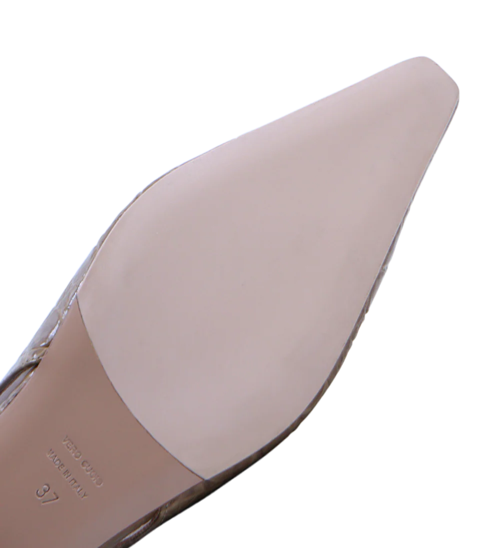 Gisella slingback ballerina, brun croco - Image 5